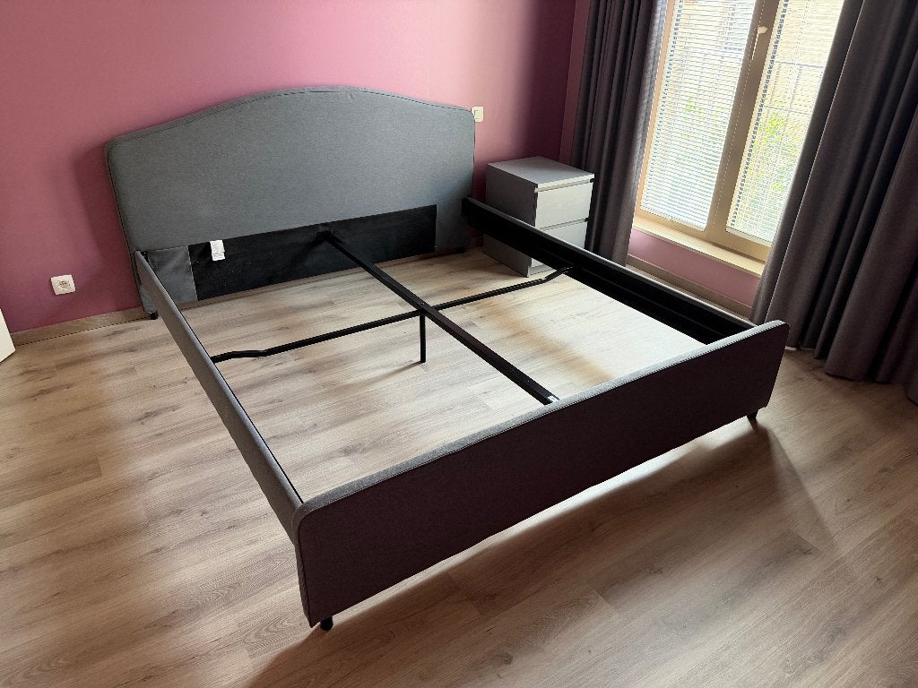 Gestoffeerd bed 160x200 + MALM nachtkastje, Ophalen, Gebruikt, Tweepersoons, 200 cm
