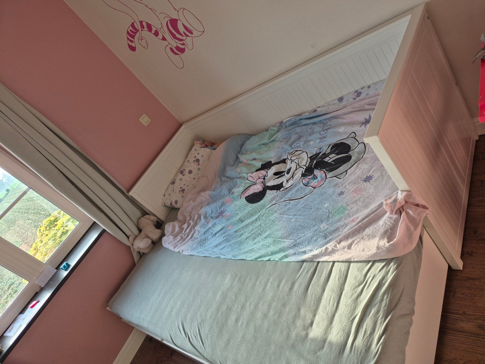 Hemnes bed, Ophalen, Verstelbaar, Wit, Zo goed als nieuw