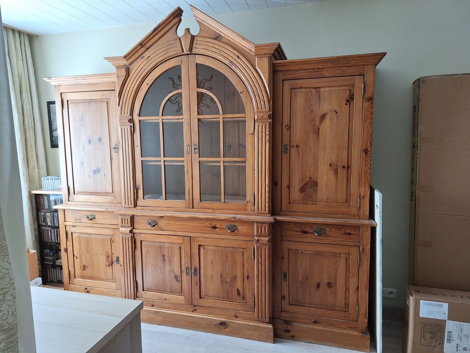 Handgemaakte wandkast met vitrine, 25 à 50 cm, 200 cm ou plus, Enlèvement, Utilisé