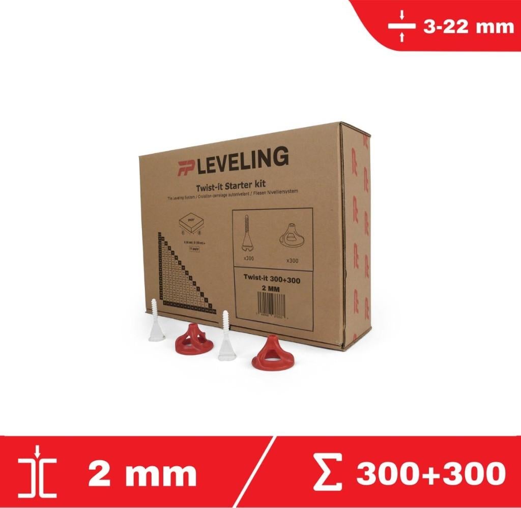 Twist-it Starter kit 2 mm / 300 clips + 300 twisters (Used), Doe-het-zelf en Bouw, Tegels, 60 cm of meer, 60 cm of meer, Overige typen