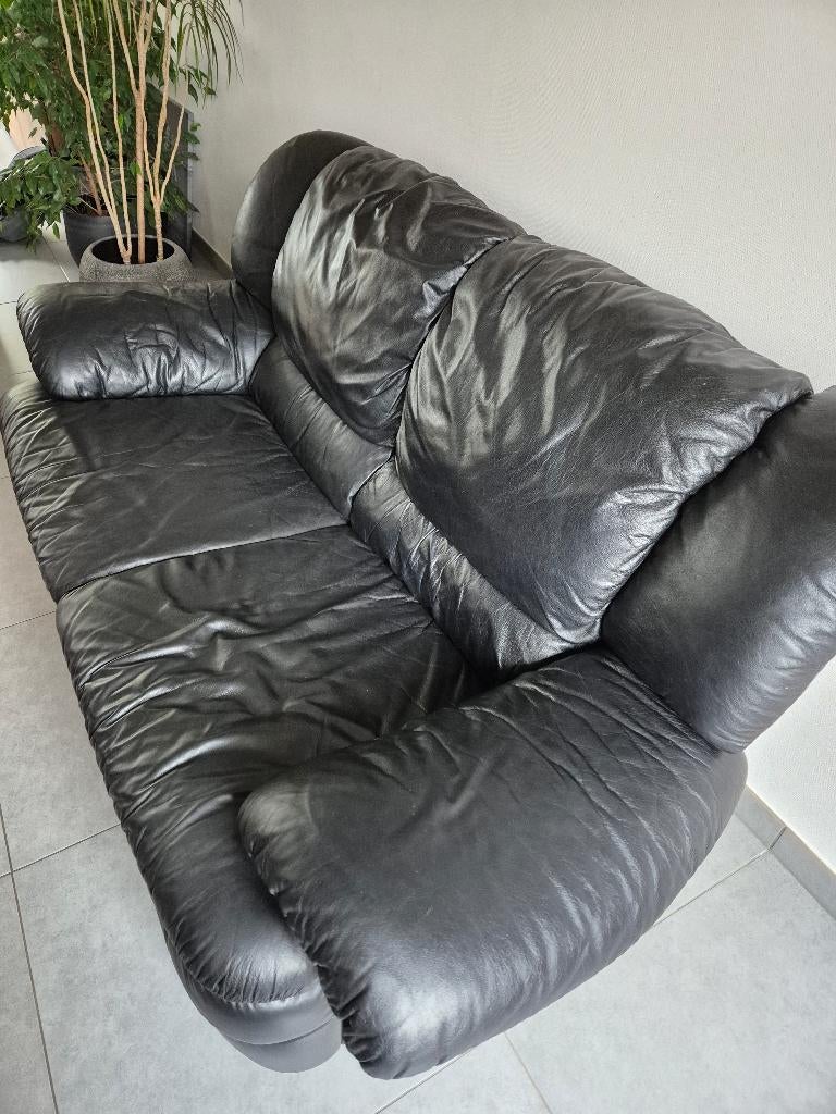 Lederen zetel (tweezit), Gebruikt, 150 tot 200 cm, Tweepersoons, Ophalen of Verzenden