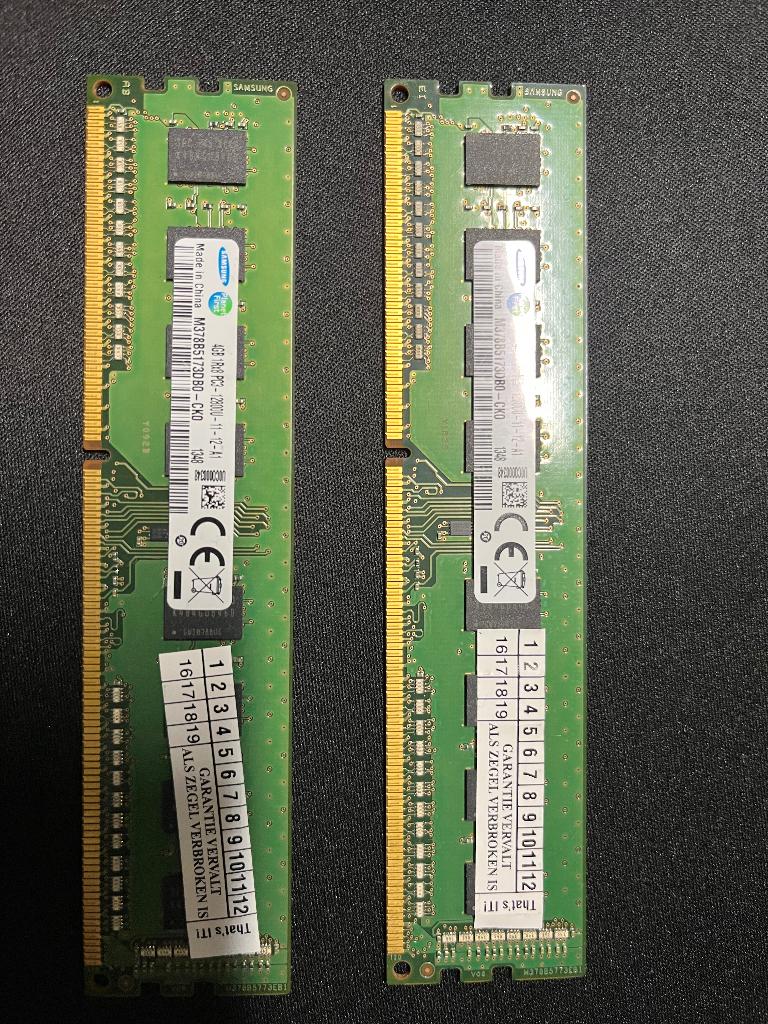 Samsung 2 x 4GB DDR3 1600MHz RAM, Computers en Software, RAM geheugen, Ophalen, 8 GB, DDR3, Zo goed als nieuw