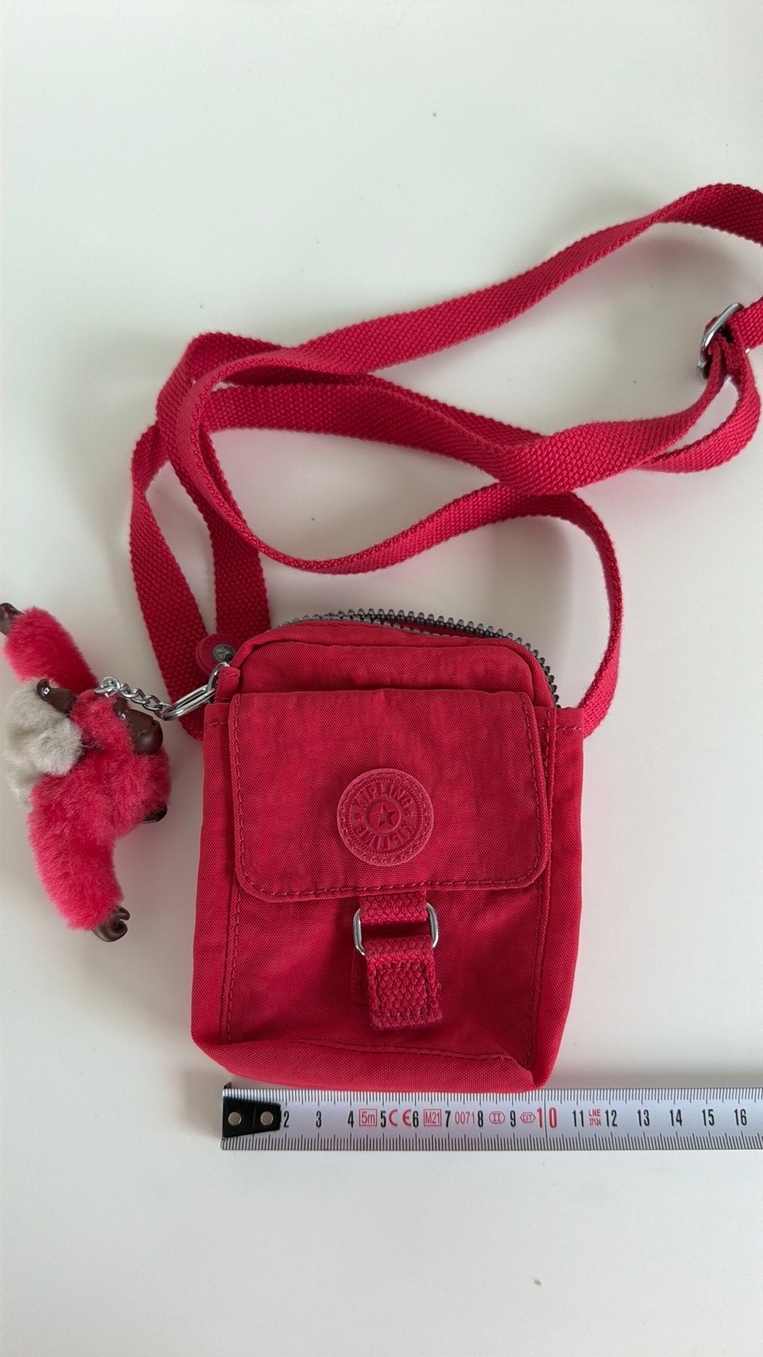 Kipling handtasje met sleutelhanger moederaap let kindje, Ophalen of Verzenden, Zo goed als nieuw, Roze
