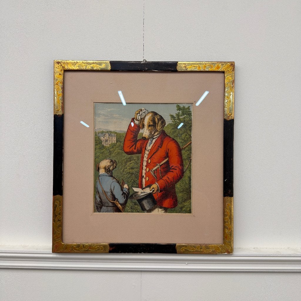 Klassiek Engelse Prent Tafereel met Honden, Ophalen