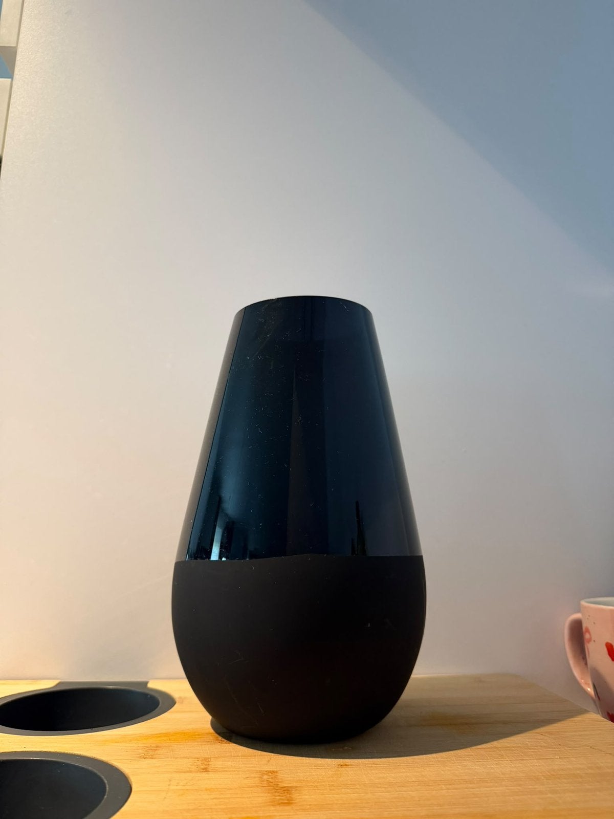 Zwarte vaas, Huis en Inrichting, Ophalen, Zwart, Geschikt voor droogbloemen, Glas