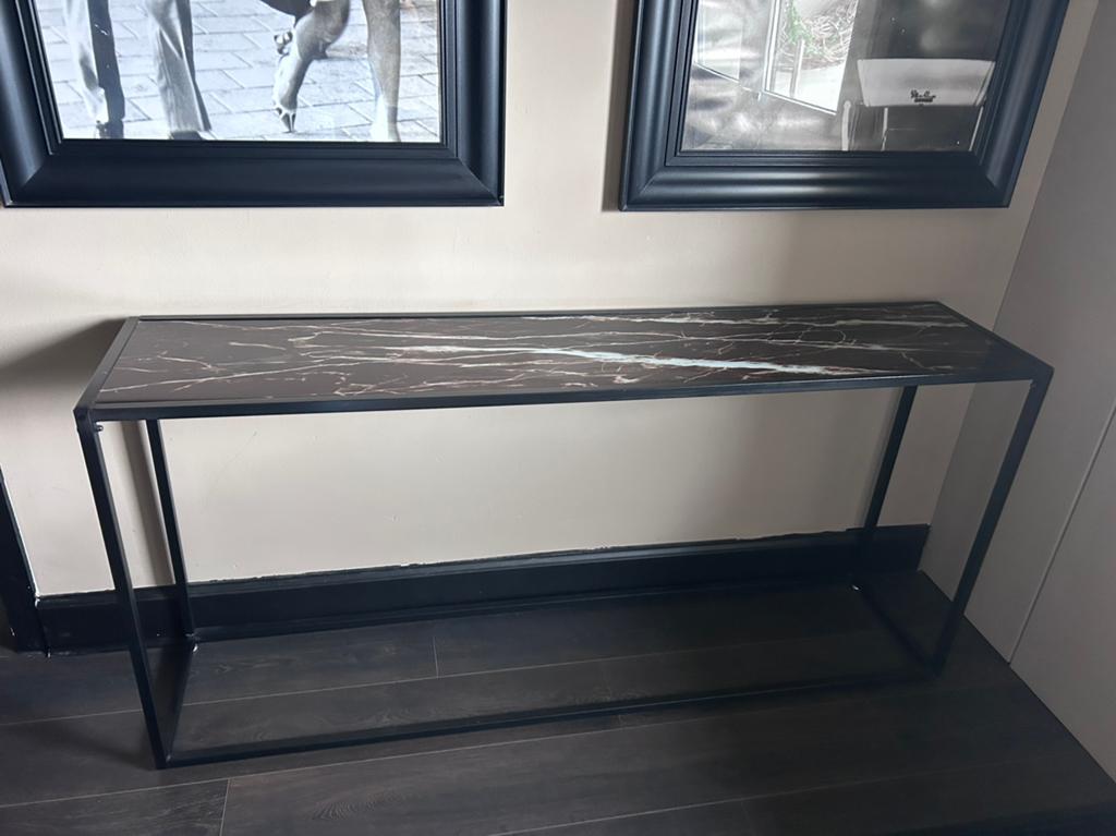 Sidetable wandtafel zwart marmer glasplaat, Ophalen, Zo goed als nieuw