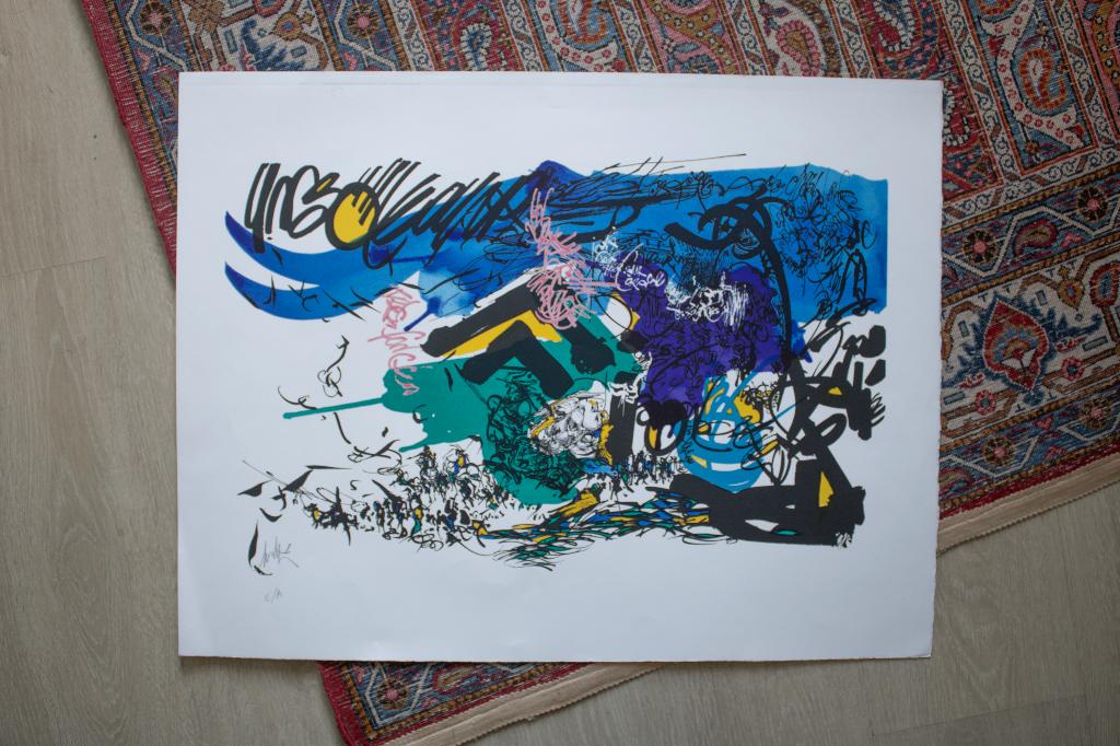 Raymond Moretti Lithographie 3 Abstrait, Chaotisme, Enlèvement ou Envoi