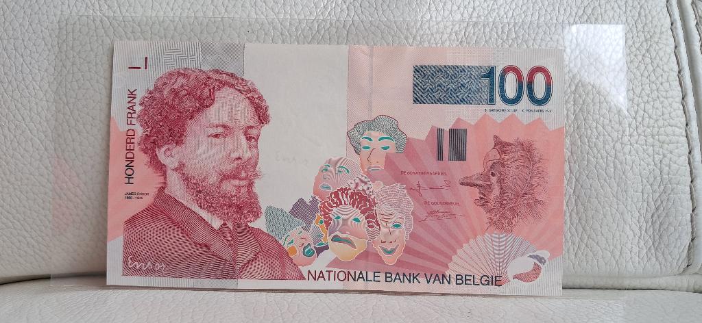 100 frank Ensor A/Unc, Postzegels en Munten, Bankbiljetten | België, Verzenden, Los biljet
