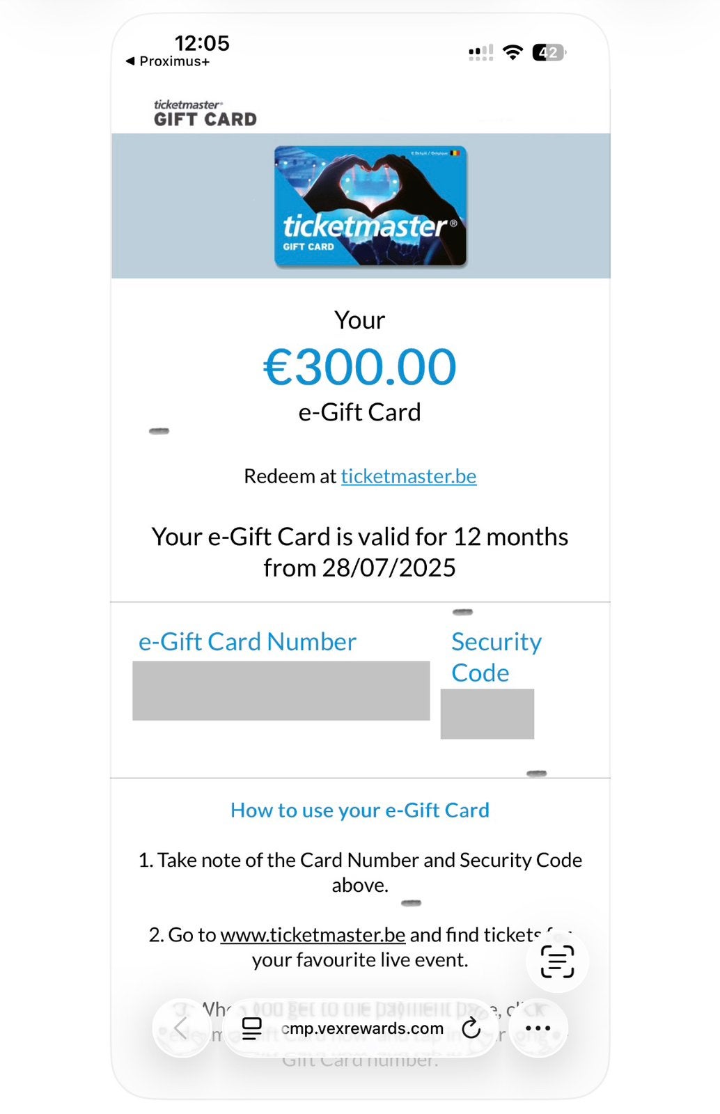 Bon 300 euro ticketmaster, Tickets en Kaartjes, Kortingen en Cadeaubonnen, Cadeaubon, Overige typen