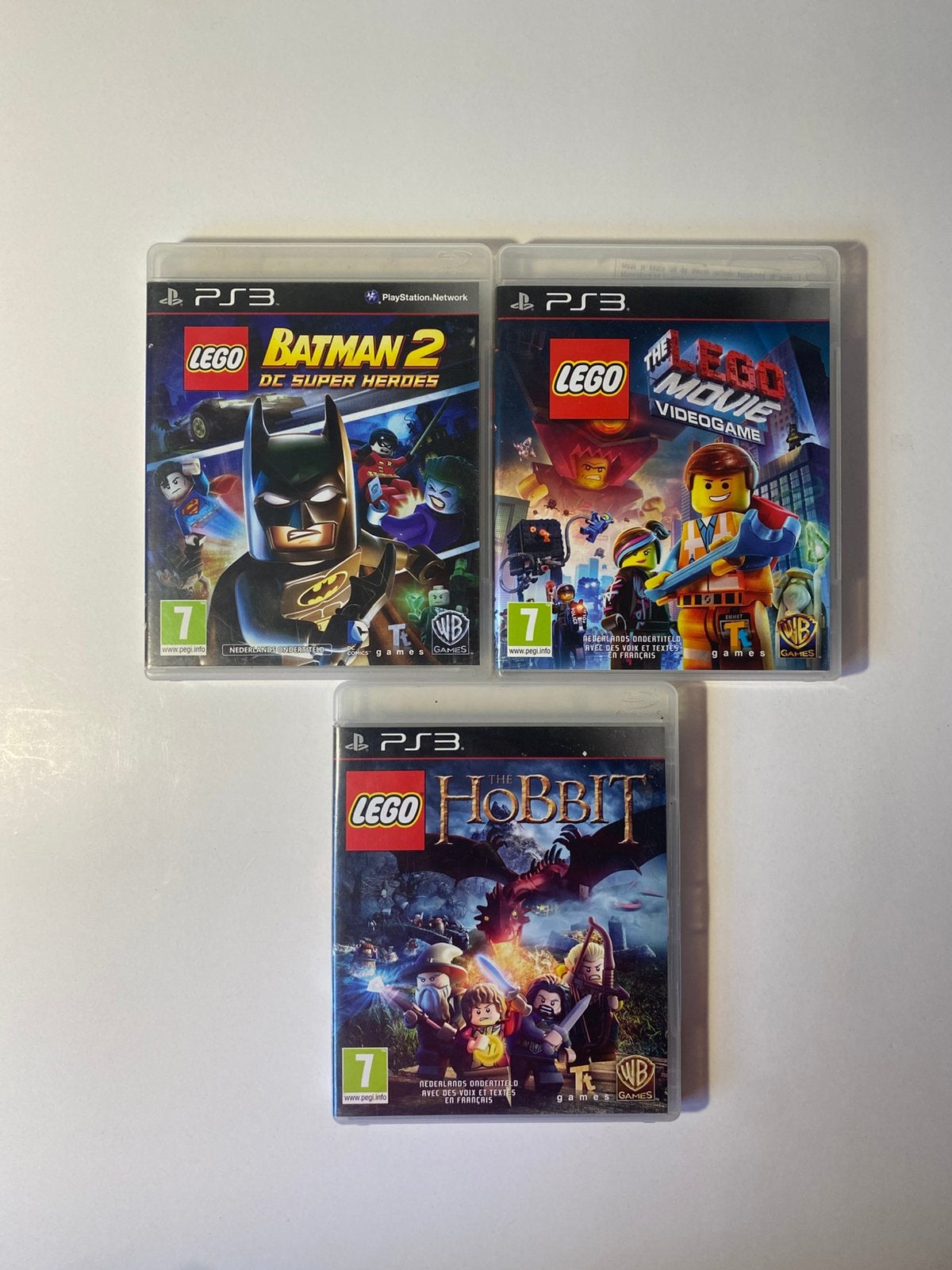 Ensemble de jeux LEGO PS3—Batman 2 Le film LEGO et Le Hobbit, Enlèvement ou Envoi, Comme neuf, Aventure et Action, À partir de 7 ans