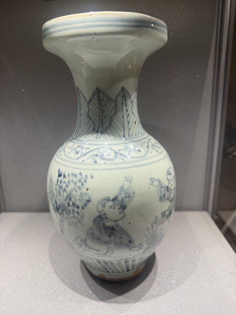 Antieke Chinese Blauwwitte Vaas met Kinderscène – Qing Stijl, Antiek en Kunst, Ophalen of Verzenden