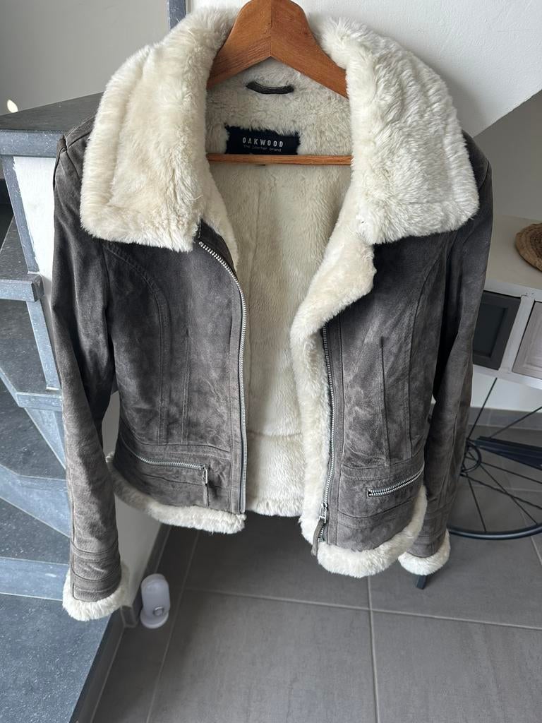 Blouson dame mouton retourner taille s/m, Enlèvement, Gris