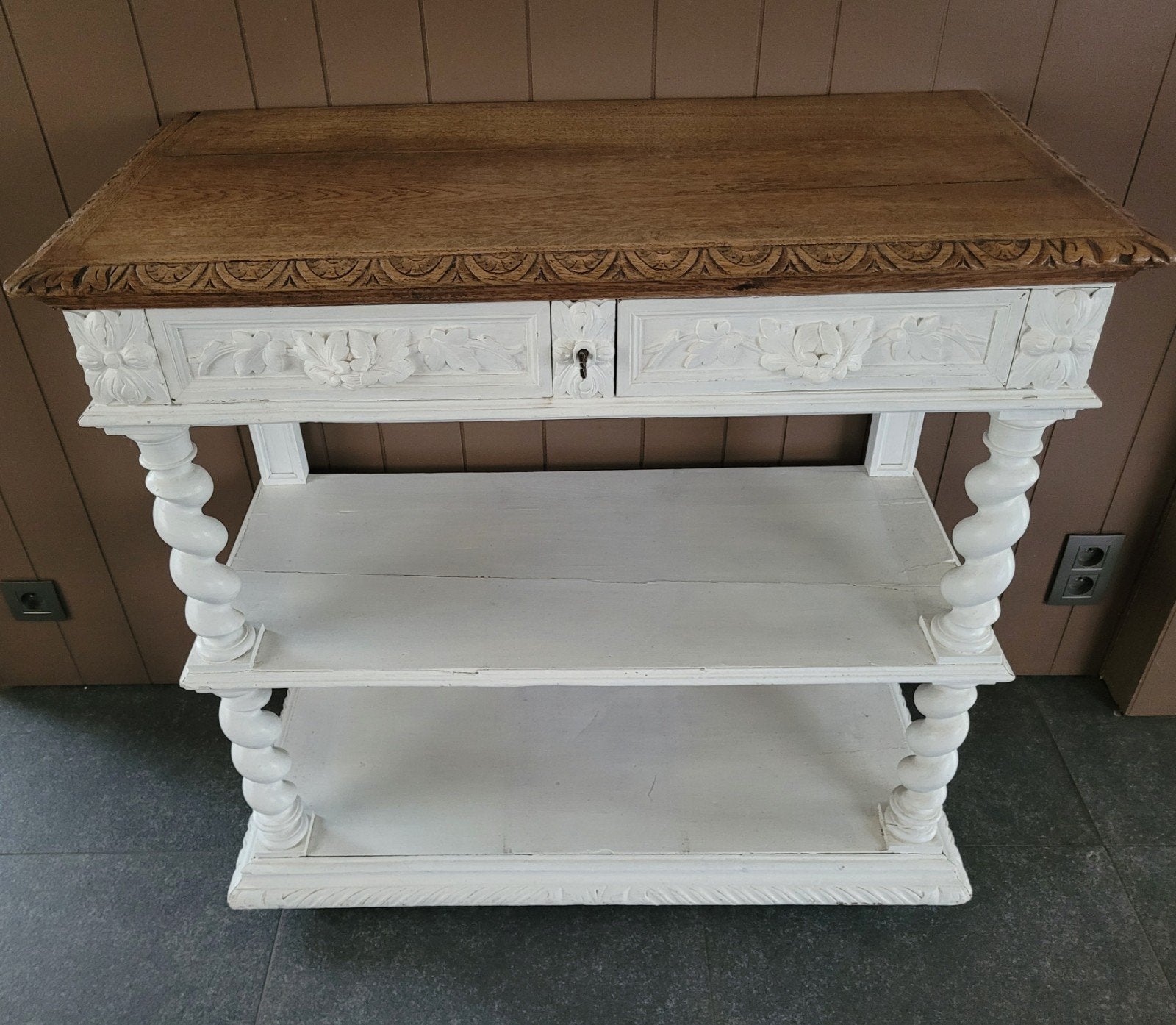Antieke console 100x100x46cm, Ophalen, Gebruikt, Rechthoekig, Eikenhout