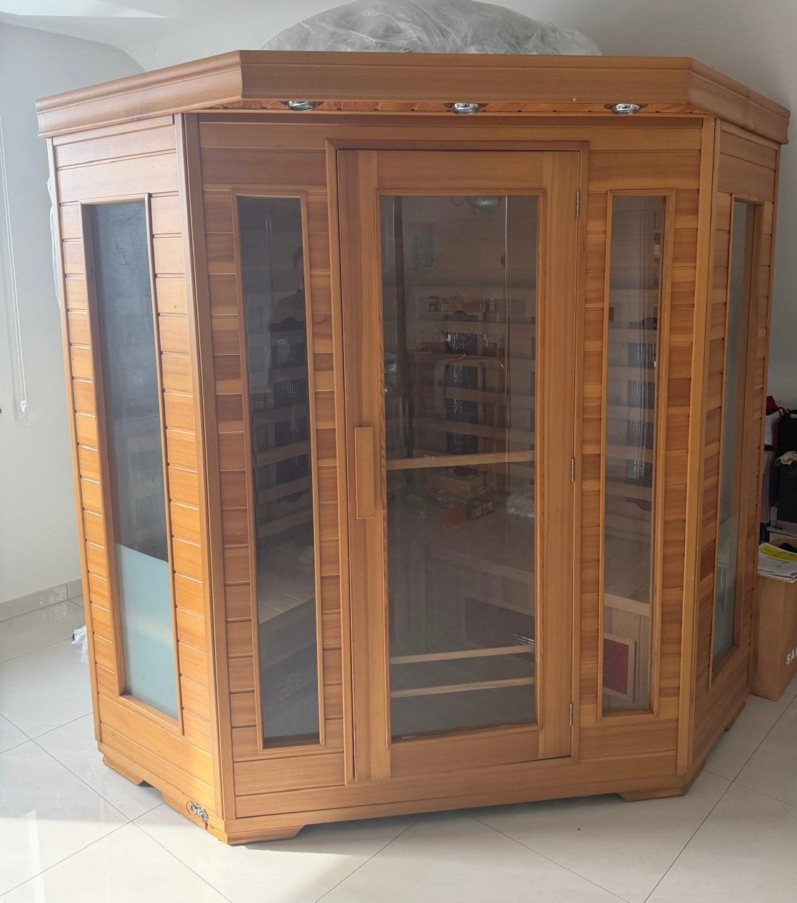 Splinternieuwe 4-Persoon Hoek Infraroodsauna–Nooit Gebruikt!, Sport en Fitness, Sauna, Ophalen, Nieuw, Infrarood, Complete sauna