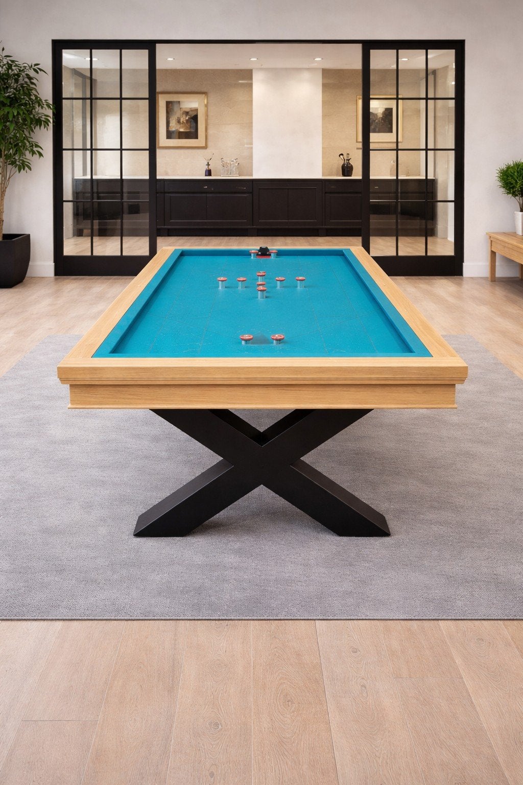 Tapbiljart massief eik met stalen frame, Sport en Fitness, Biljarten en Poolen, Ophalen of Verzenden, Nieuw, Biljarttafel