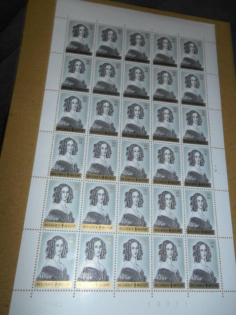 Planche de 30 Timbres Belge Louise Marie Reine 40c+10c 1962, Timbres & Monnaies, Timbres | Europe | Belgique, Enlèvement ou Envoi
