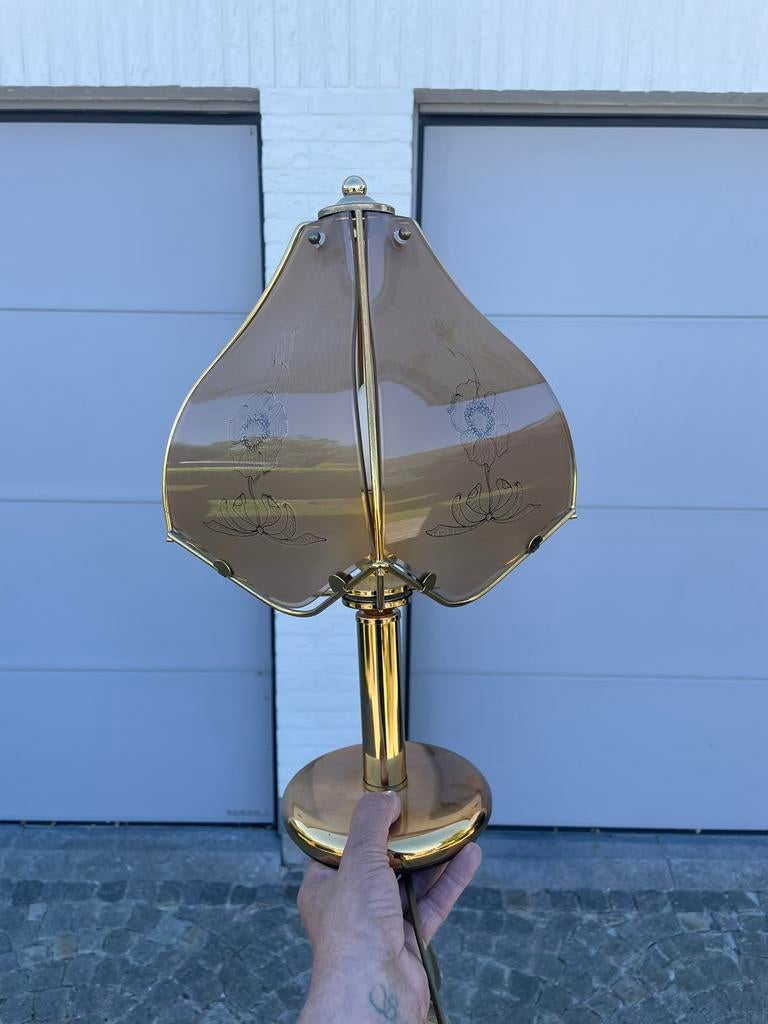 Vintage tafellamp in Regency stijl, Ophalen, Zo goed als nieuw, Glas