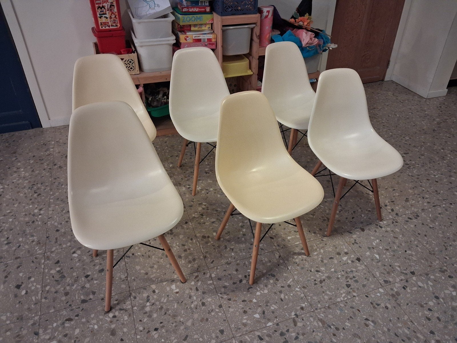 6 kuipstoelen, Ophalen, Gebruikt, Wit
