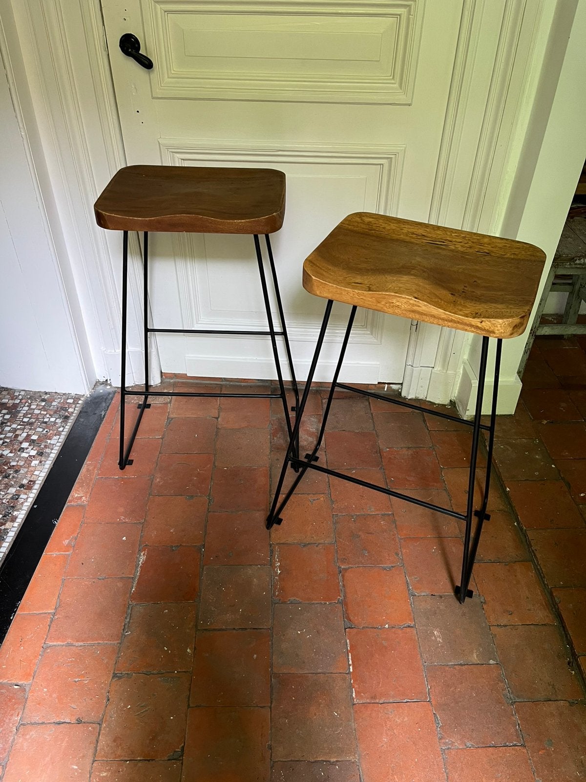VINTAGE BARKRUK HOGE KRUK TOOG HOUT IJZER 2 STUKS, Ophalen