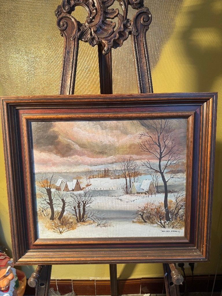 Schilderij sneeuw landschap, Antiek en Kunst, Ophalen, Landschap