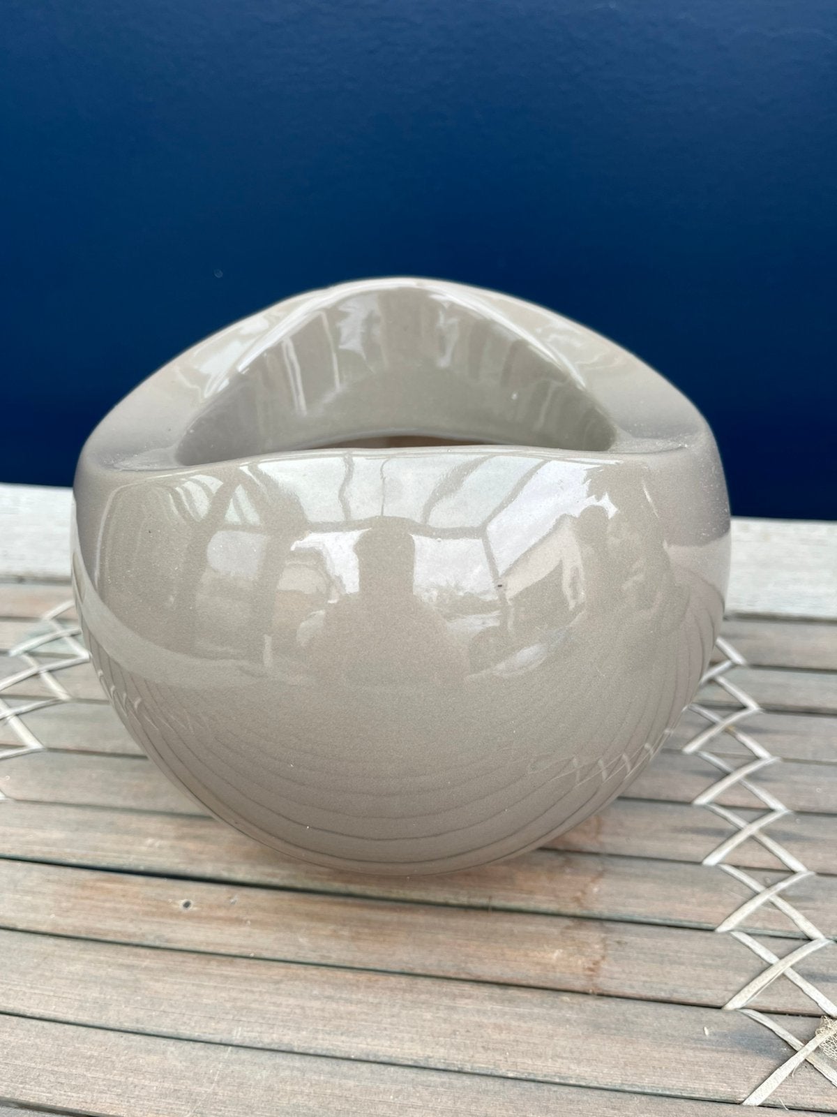 Rond taupe vase, Convient pour fleurs séchées, Pierre/céramique, Marron, Enlèvement ou Envoi