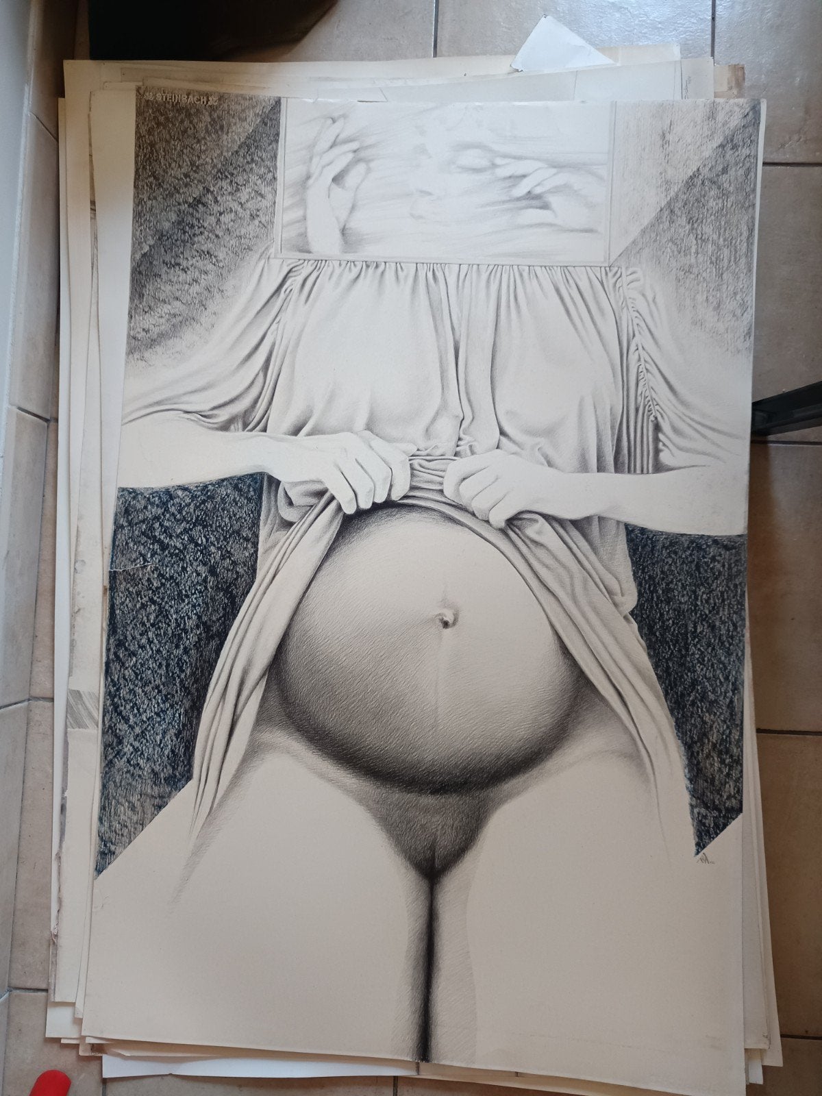 Dessin original yvon Adam, Antiquités & Art, Enlèvement ou Envoi, Dessin, Original
