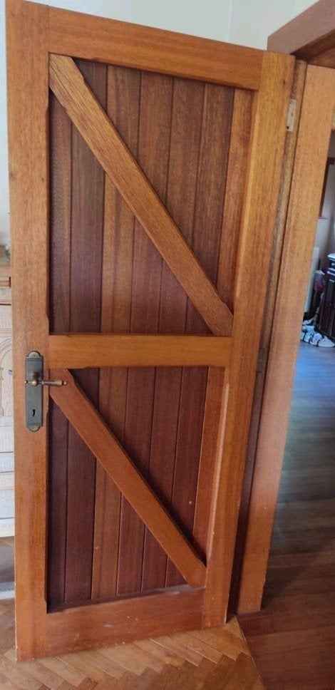 7 mooie meranti houten deuren met kaders – 1 met glas, Ophalen, Gebruikt, Minder dan 80 cm, Binnendeur