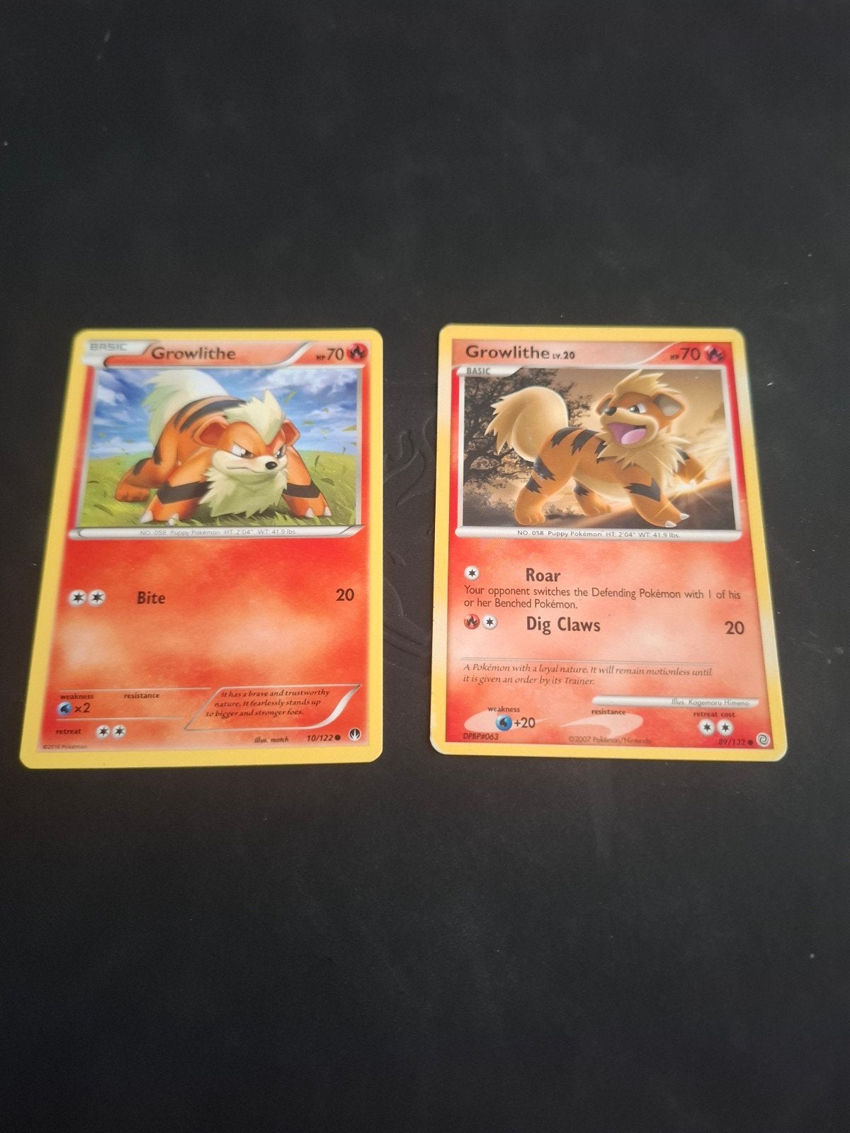 2x Growlithe Pokémon kaarten - Basic - 70 HP, Ophalen of Verzenden