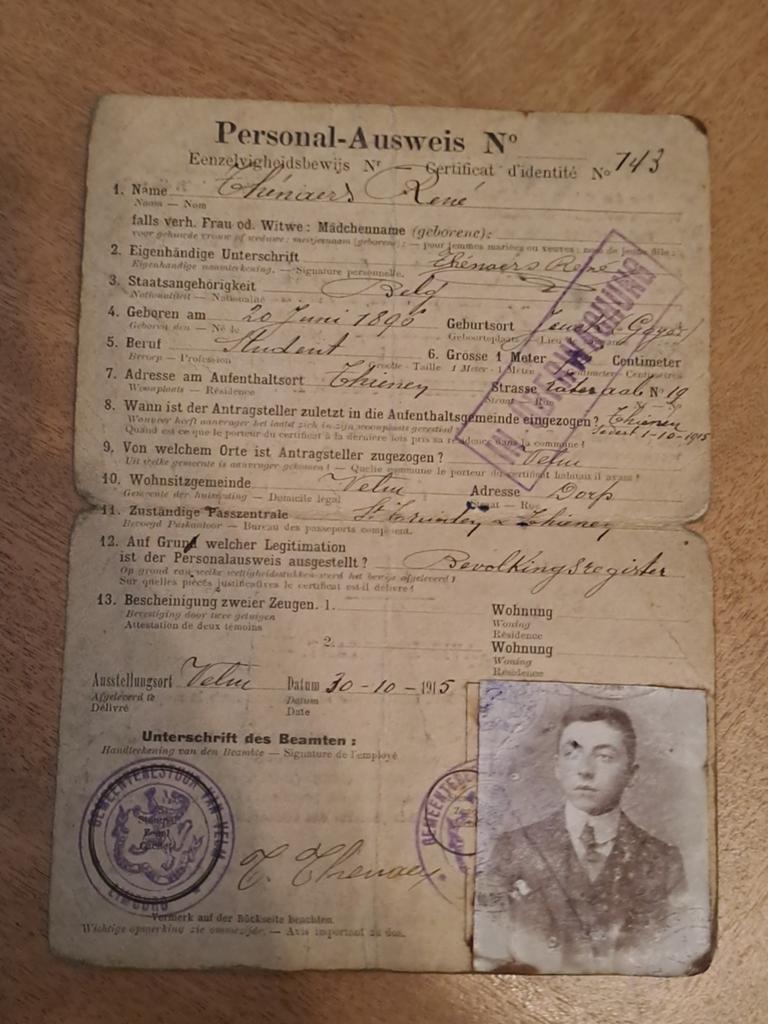 Personal ausweis 1918, Ophalen of Verzenden