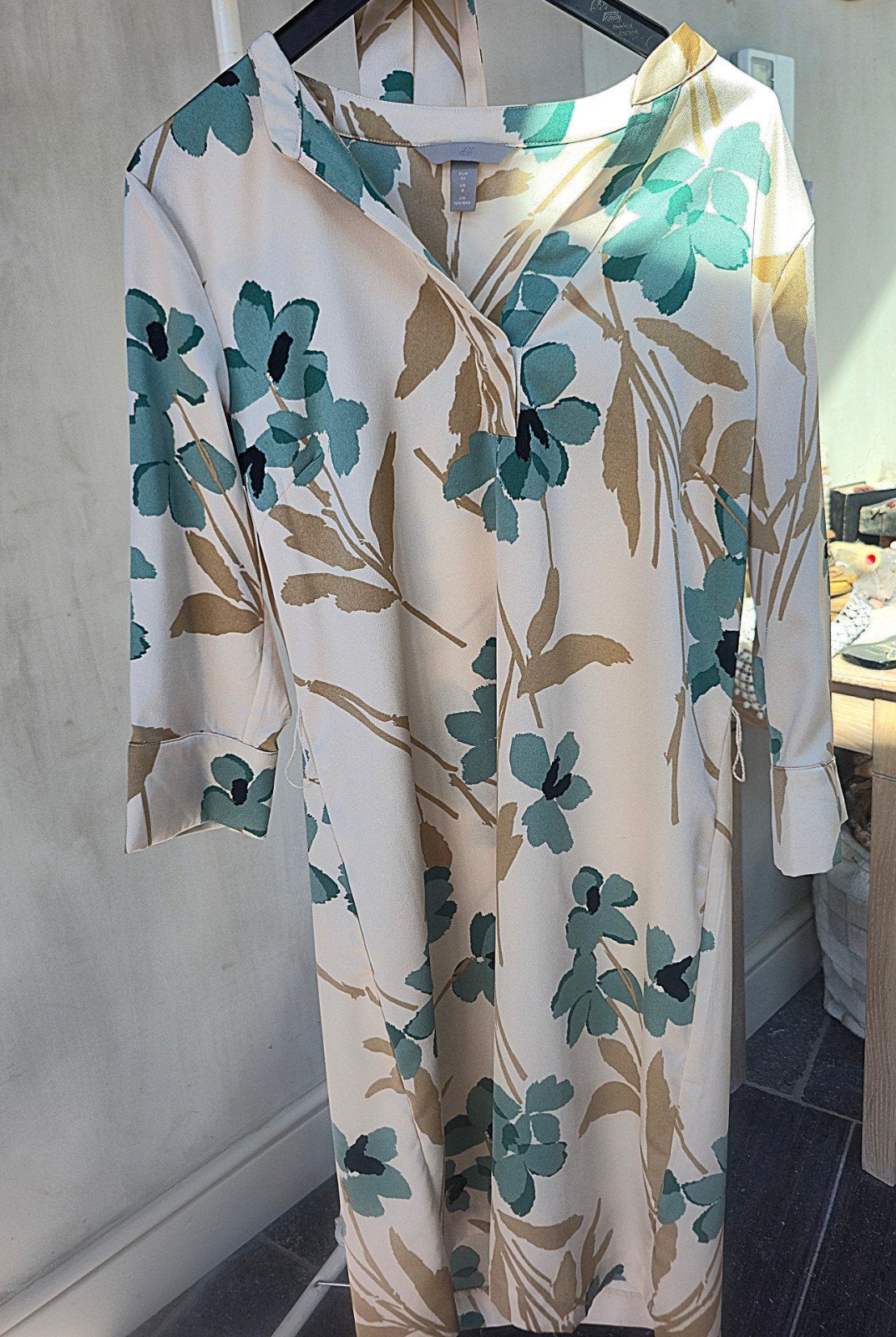 H&M bloemenjurk met taillelint • Maat 36, Kleding | Dames, H&M, Ophalen of Verzenden, Maat 36 (S), Groen