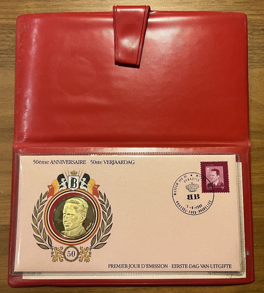 Belgische Numismatische Eerste-Dag-Uitgave Koning Boudewijn, Postzegels en Munten, Munten | België, Verguld, Zilver, Ophalen of Verzenden