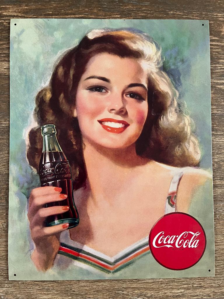 Coca Cola reclame bord - plakkaat 32 x 40 cm, Ophalen, Zo goed als nieuw, Reclamebord