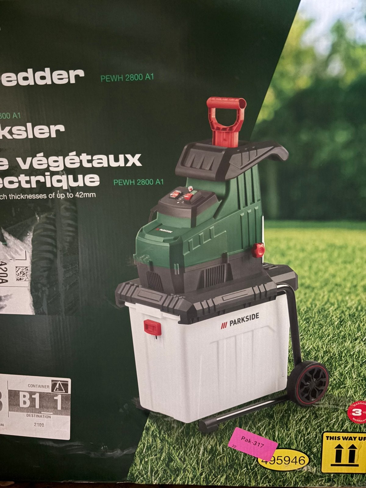 Walshakselaar / garden shredder, Enlèvement, Comme neuf, Électrique, Sac de ramassage