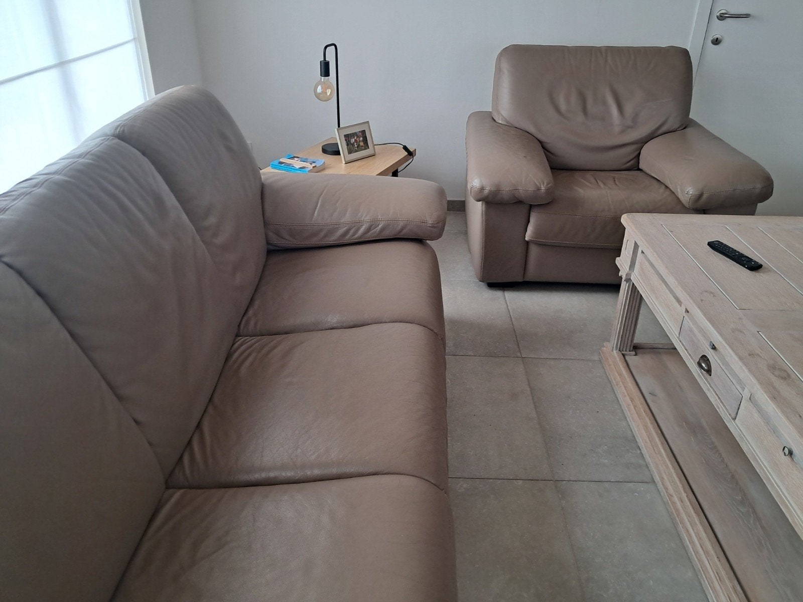 lederen salon, Maison & Meubles, Enlèvement, Utilisé, Cuir, Modern