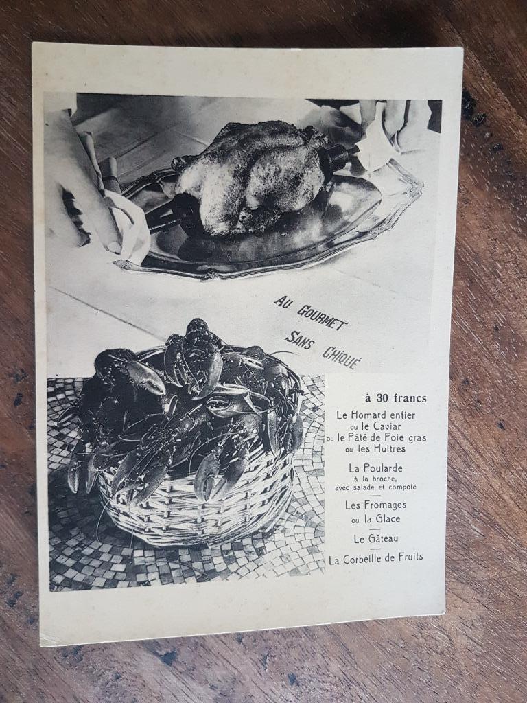 Carte postale Bruxelles Restaurant "Au Gourmet sans Chiqué", Enlèvement ou Envoi, 1920 à 1940, Non affranchie, Bruxelles (Capitale)