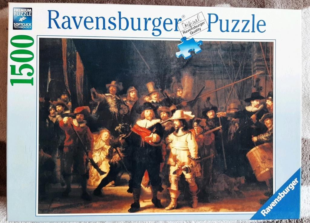 Ravensburger puzzel 1500 stukjes "De Nachtwacht" compleet, Ophalen of Verzenden, 500 t/m 1500 stukjes, Zo goed als nieuw, Legpuzzel