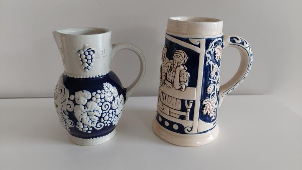 Vintage Marzi & Remy bierpot en wijnkannetje 'von stein´, Enlèvement ou Envoi