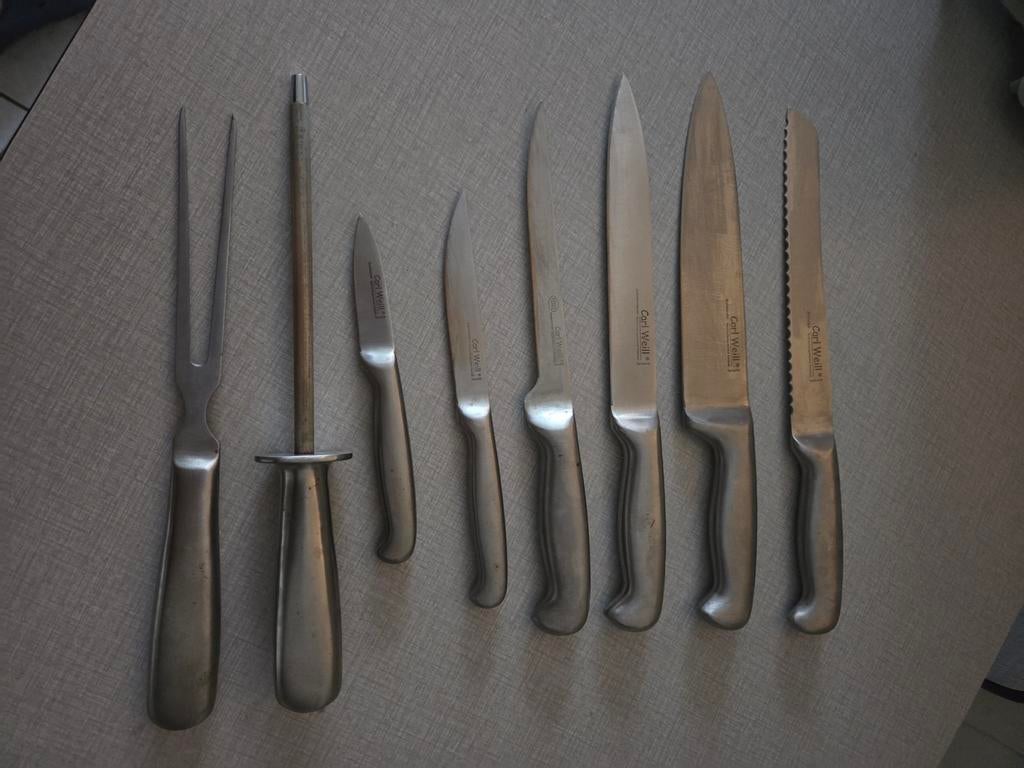 Carl Weill Schalmesser, 8 pieces., Enlèvement ou Envoi, Comme neuf, Inox ou Chrome, Résiste au lave-vaisselle