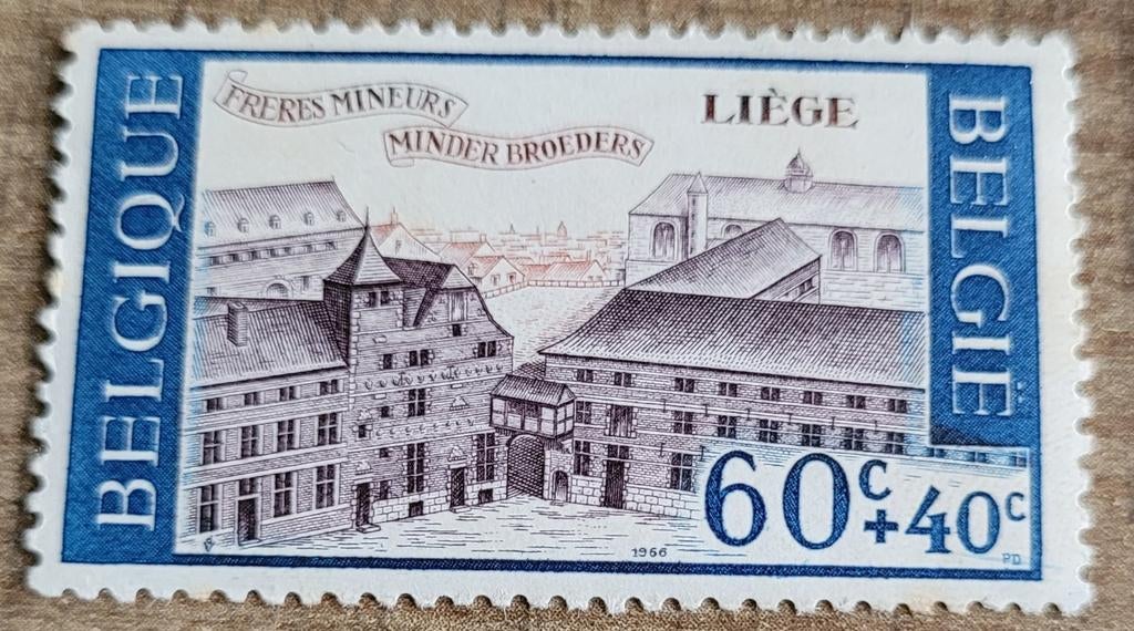 Oude postzegel: Minderbroedersklooster Luik (1966), Frankeerzegel, Ophalen of Verzenden, Zonder stempel, Postfris