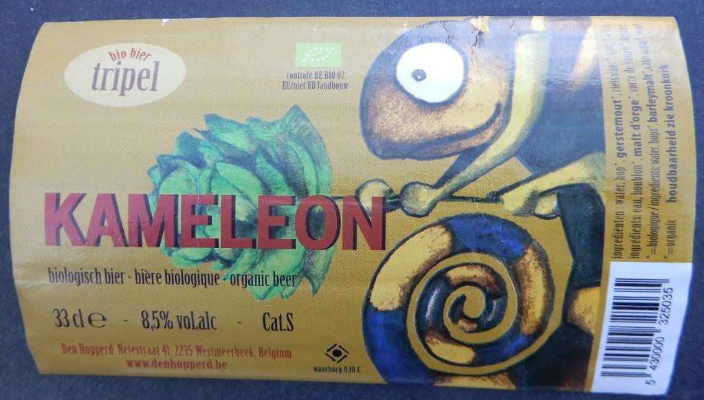 Bieretiket Kameleon Tripel Brouwerij Den Hopperd (10q3), Verzamelen, Verzenden, Gebruikt