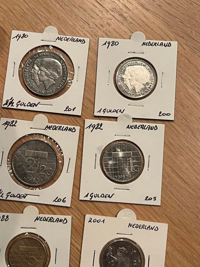 6 Nederlandse munten Beatrix, Postzegels en Munten, Munten | Nederland, Ophalen of Verzenden, Koningin Beatrix, 1 gulden