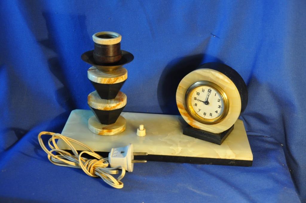 §  lampe avec horloge de bureau art deco, Ophalen of Verzenden