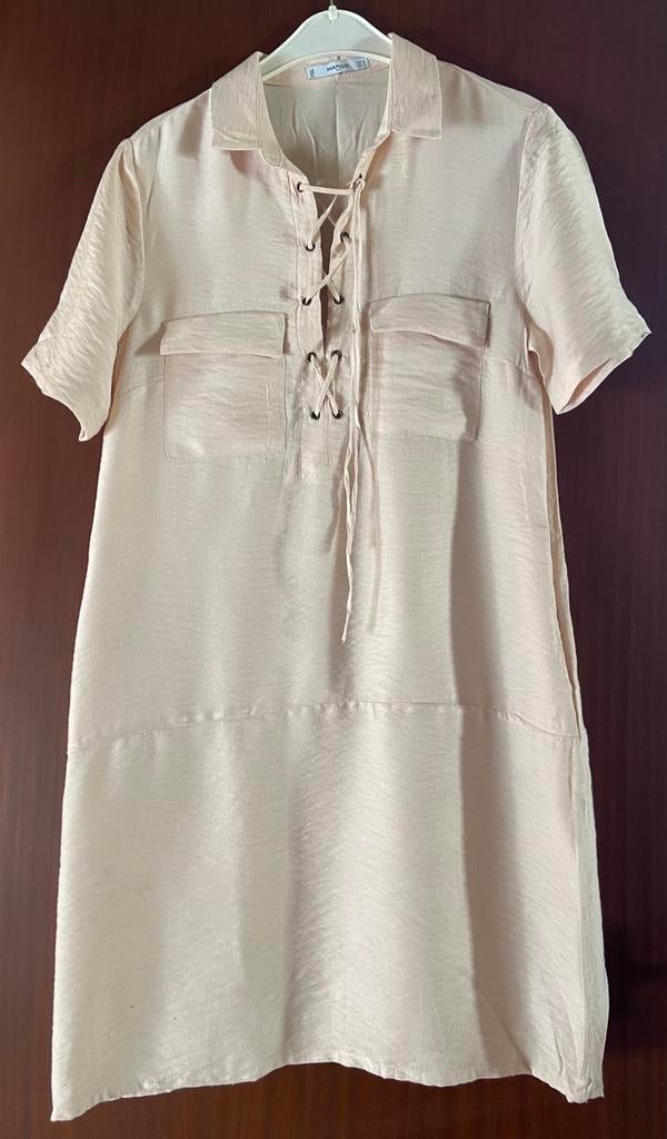 Robe d'été beige - manches courtes - poches  - cordons, Neuf, Taille 38/40 (M), Mango, Enlèvement ou Envoi