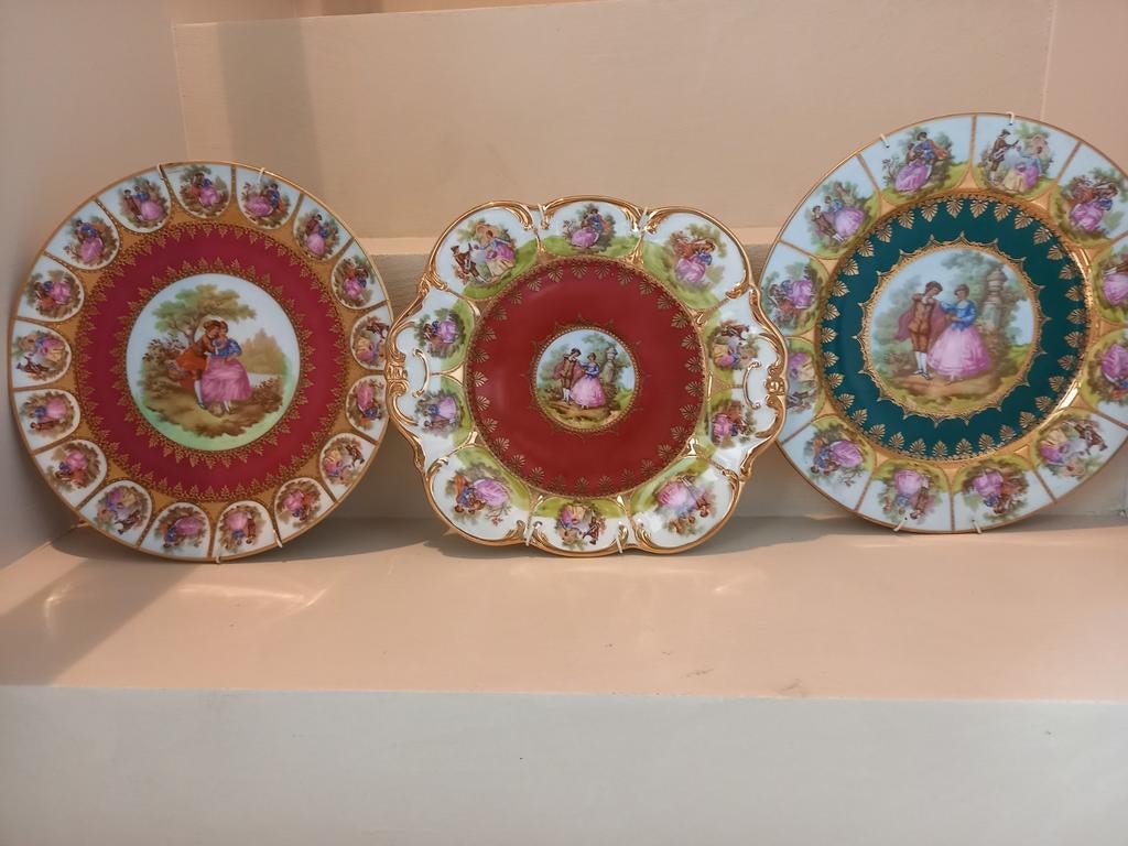 Drie antieke porseleinen sierborden merk ST Bavaria., Ophalen