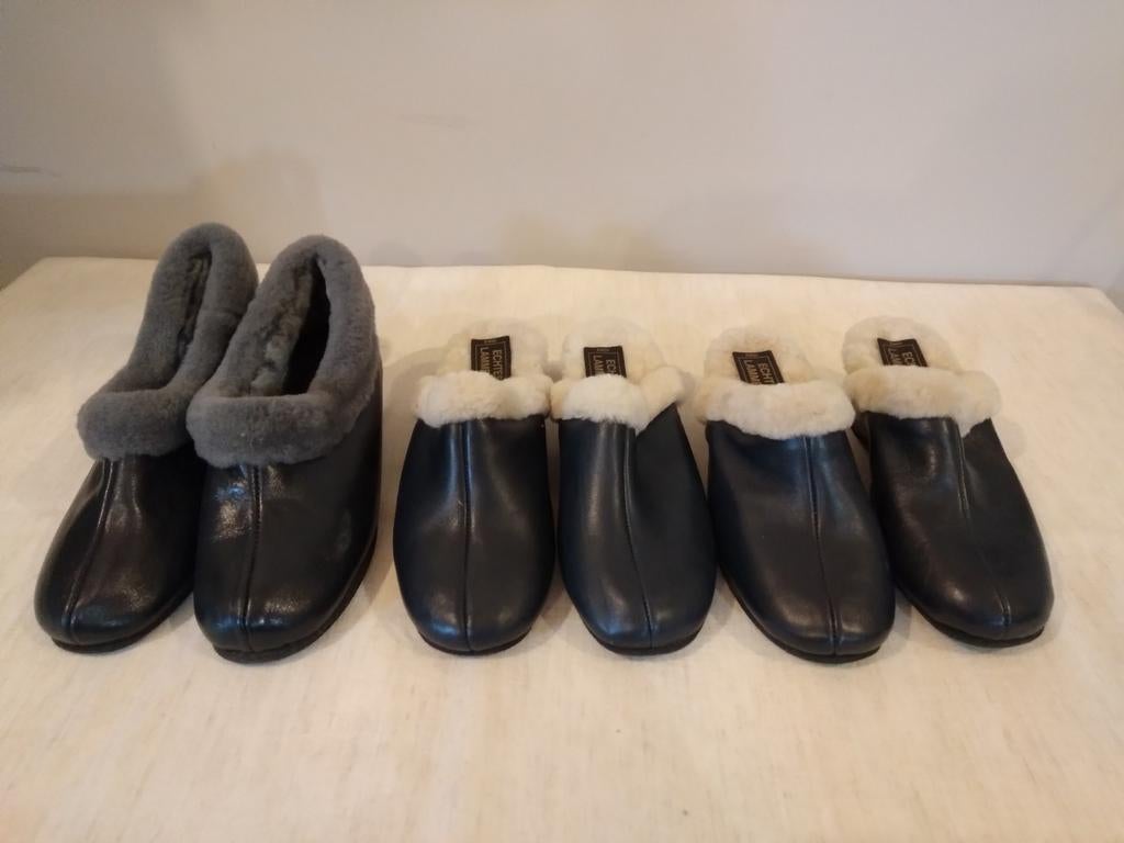 Warme lederen pantoffels nieuw maat 36 - 37 = 15€ per stuk., Blauw, Nieuw, Ophalen of Verzenden, Pantoffels of Sloffen