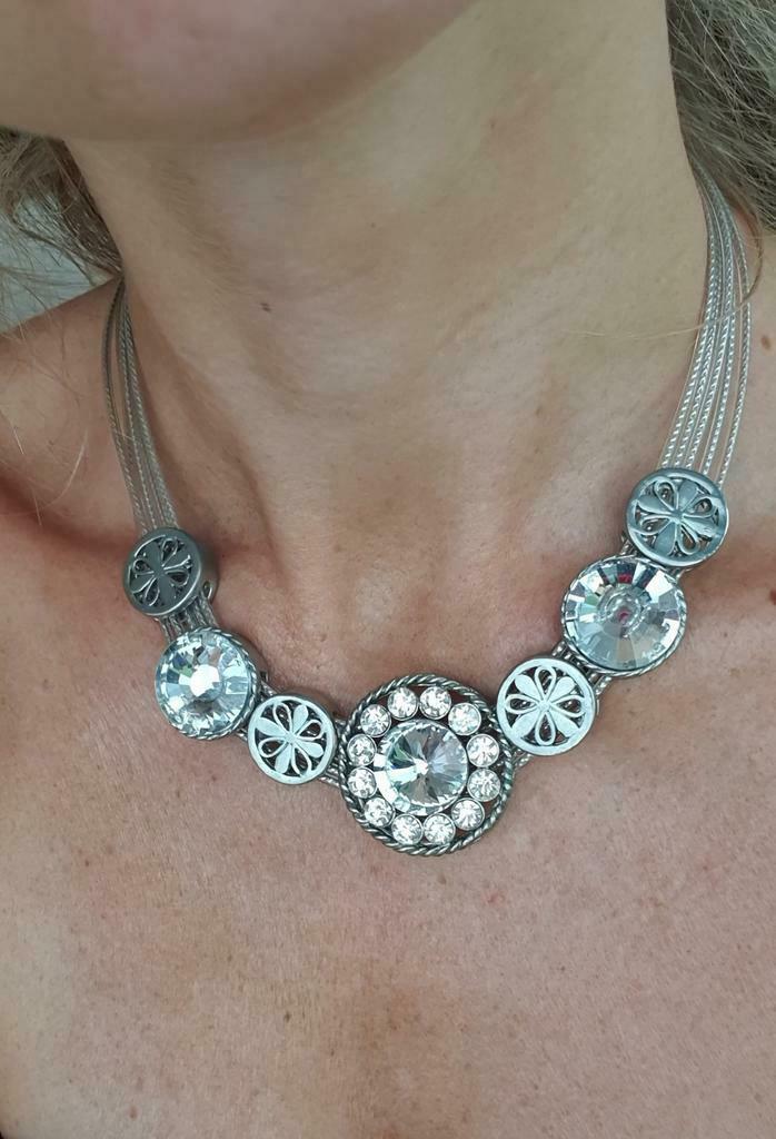 Hele mooie diamanten ketting te koop, Bijoux, Sacs & Beauté, Colliers, Enlèvement ou Envoi, Comme neuf, Argent, Synthétique