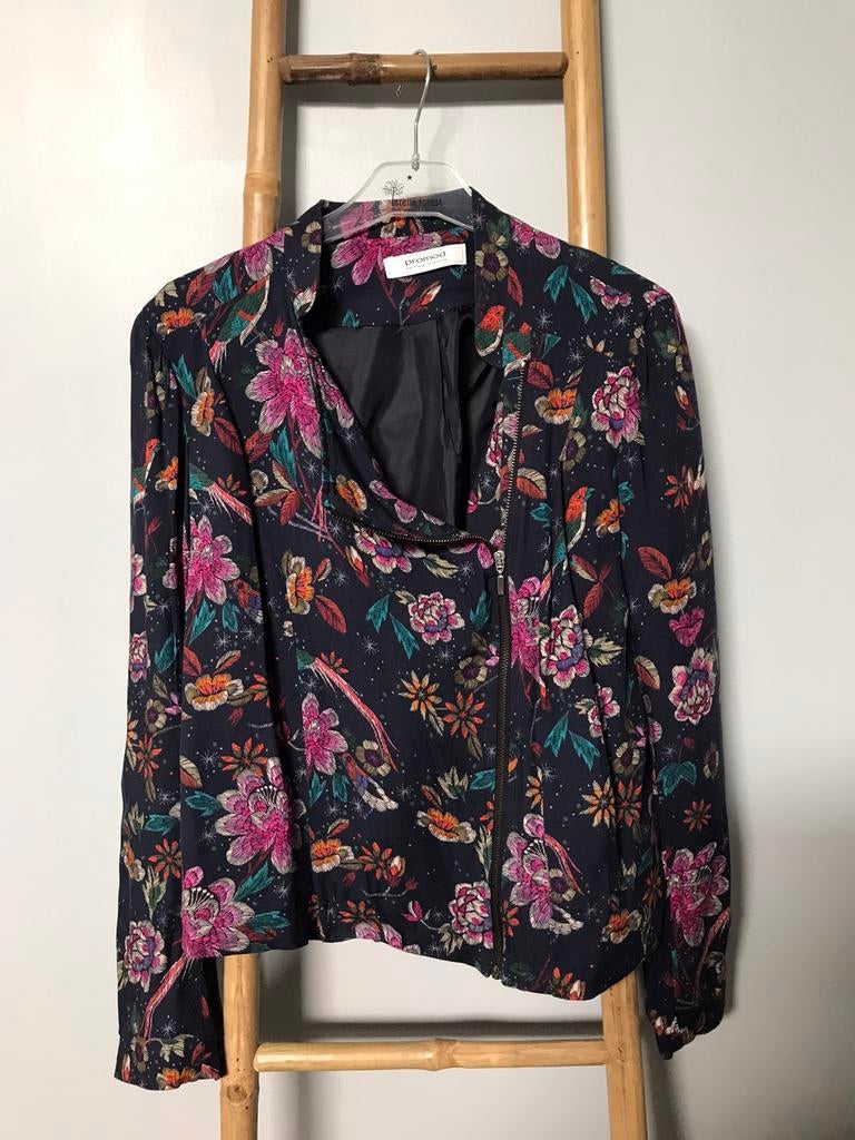 Veste bombers bleu marine à motifs Promod, taille 40, Promod, Comme neuf, Taille 38/40 (M), Bleu