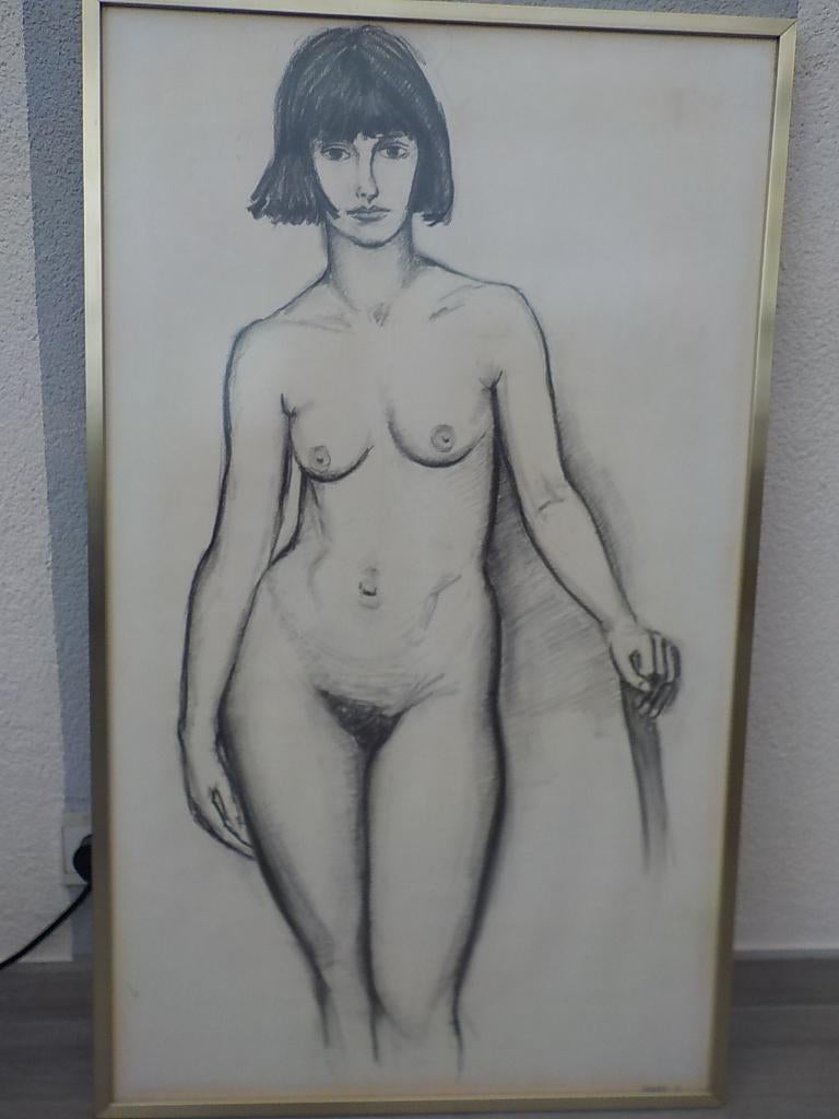 Tekening Houtskool, Antiek en Kunst, Kunst | Tekeningen en Fotografie, Ophalen