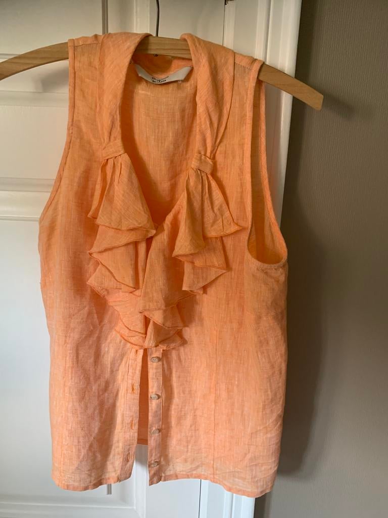 Linnen bloesje Scapa 42 oranje als nieuw, Enlèvement ou Envoi
