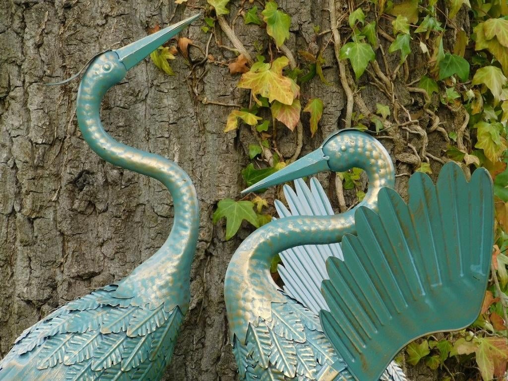 Ensemble de magnifiques hérons - Turquoise avec or - Métal, Enlèvement ou Envoi, Métal, Animal